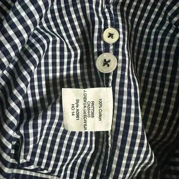 J. Crew 80's 2 Ply Thompson Shirtings Mens L 16-16.5 Blue Checkered Long Sleeve - Picture 6 of 7